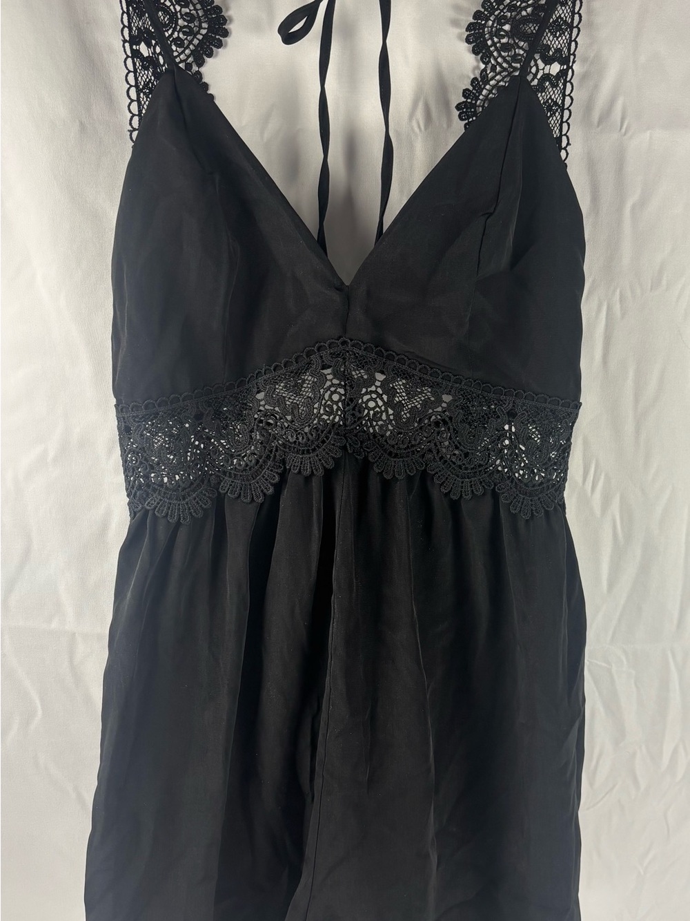 Love Tree Black Lace-Trim Romper new w/ Tags